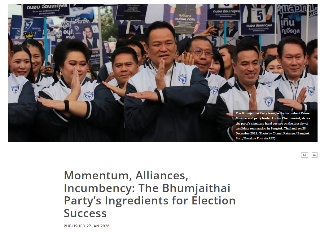 Momentum, Alliances, Incumbency: The Bhumjaithai Party’s Ingredients for Election Success